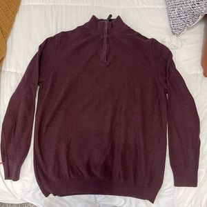 Mens Burgundy Half Zip Sweater